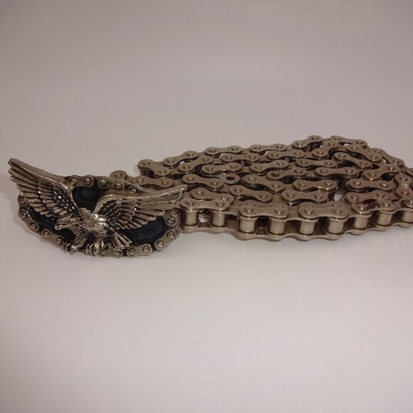 Vintage 1984 Womens Harley Davidson Eagle Motorcycle Chain Belt & Buckle 40" USA - Picture 1 of 8